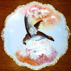 French Limoges Handpainted Coronet Cabinet Plate.